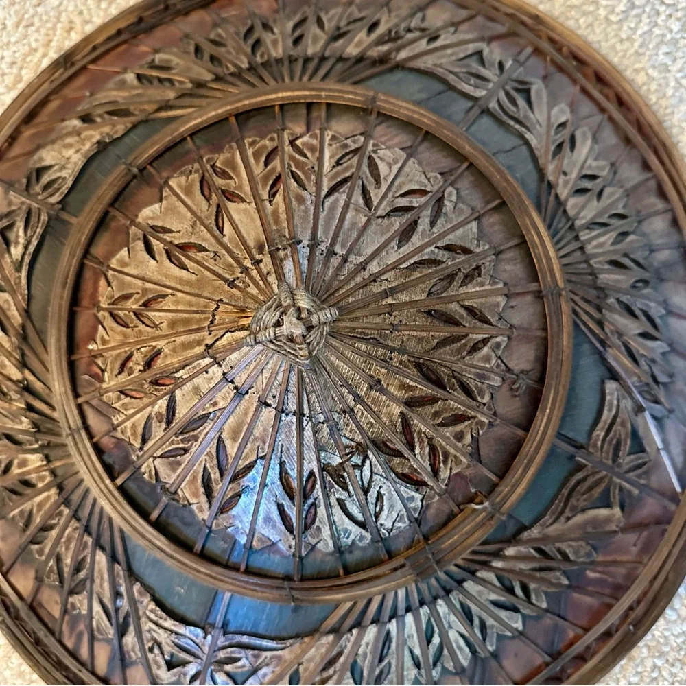 ANTIQUE Decorative Asian Conical‎ Hat (nón lá in Vietnam)